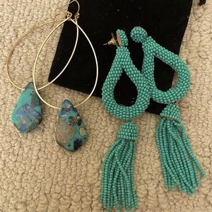 Bundle duo of earrings from ANTHROPOLOGIE turquoise seed bead statement